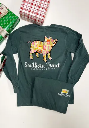 Postcard Christmas Pig Long Sleeve