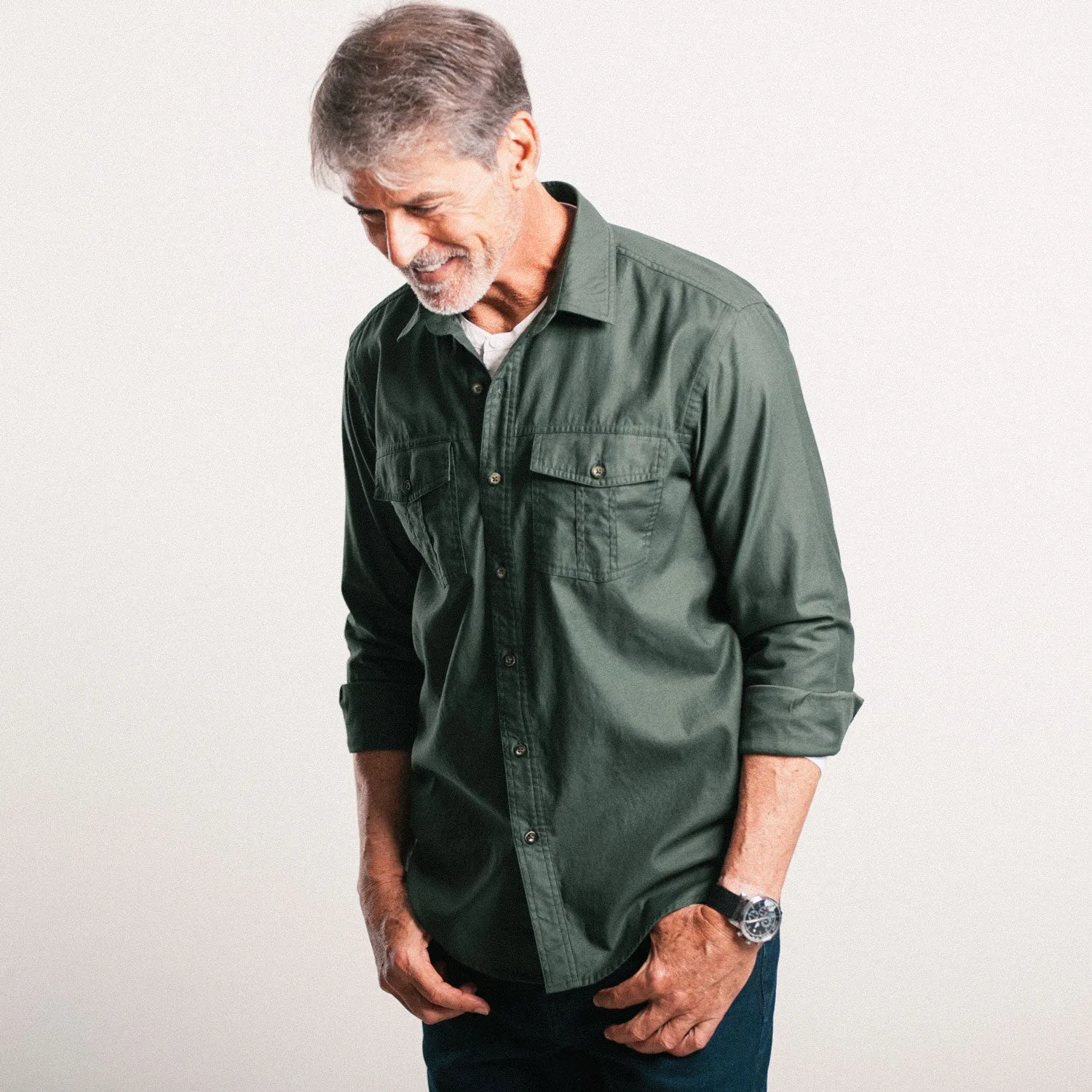 Primer Utility Shirt – Forest Green Mercerized Cotton