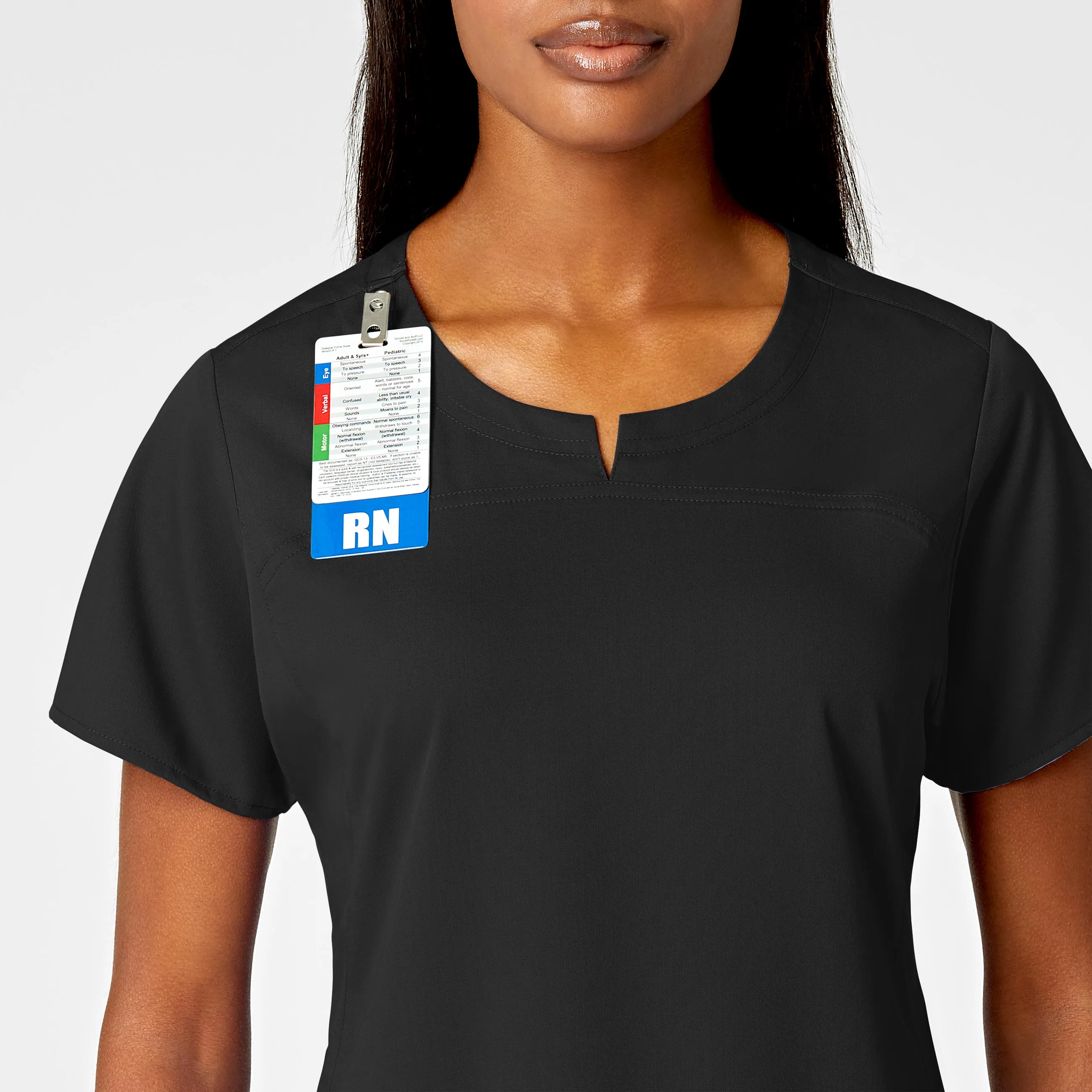 PRO Women's 4 Pocket Notch Neck Scrub Top - Black