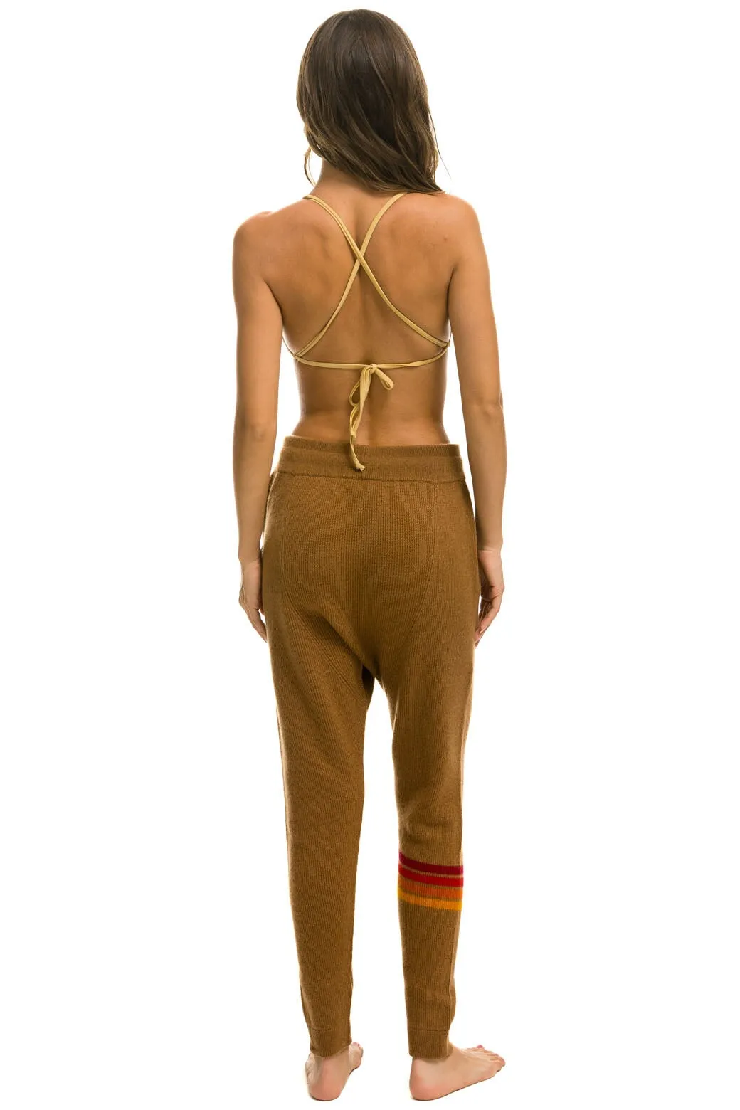 RAINBOW 4 STRIPE CASHMERE RELAXED FIT PANT - BUTTERSCOTCH