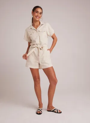 Searose Rolled Romper with Belt - Samba Sand