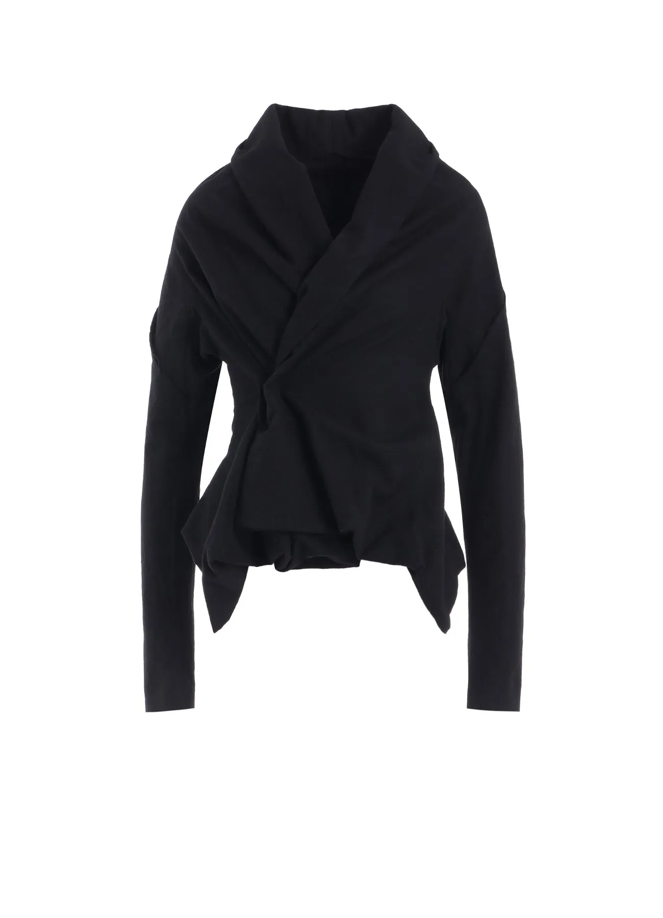 SHRINK WOOL GABARDINE SHAWL COLLAR WRAP JACKET