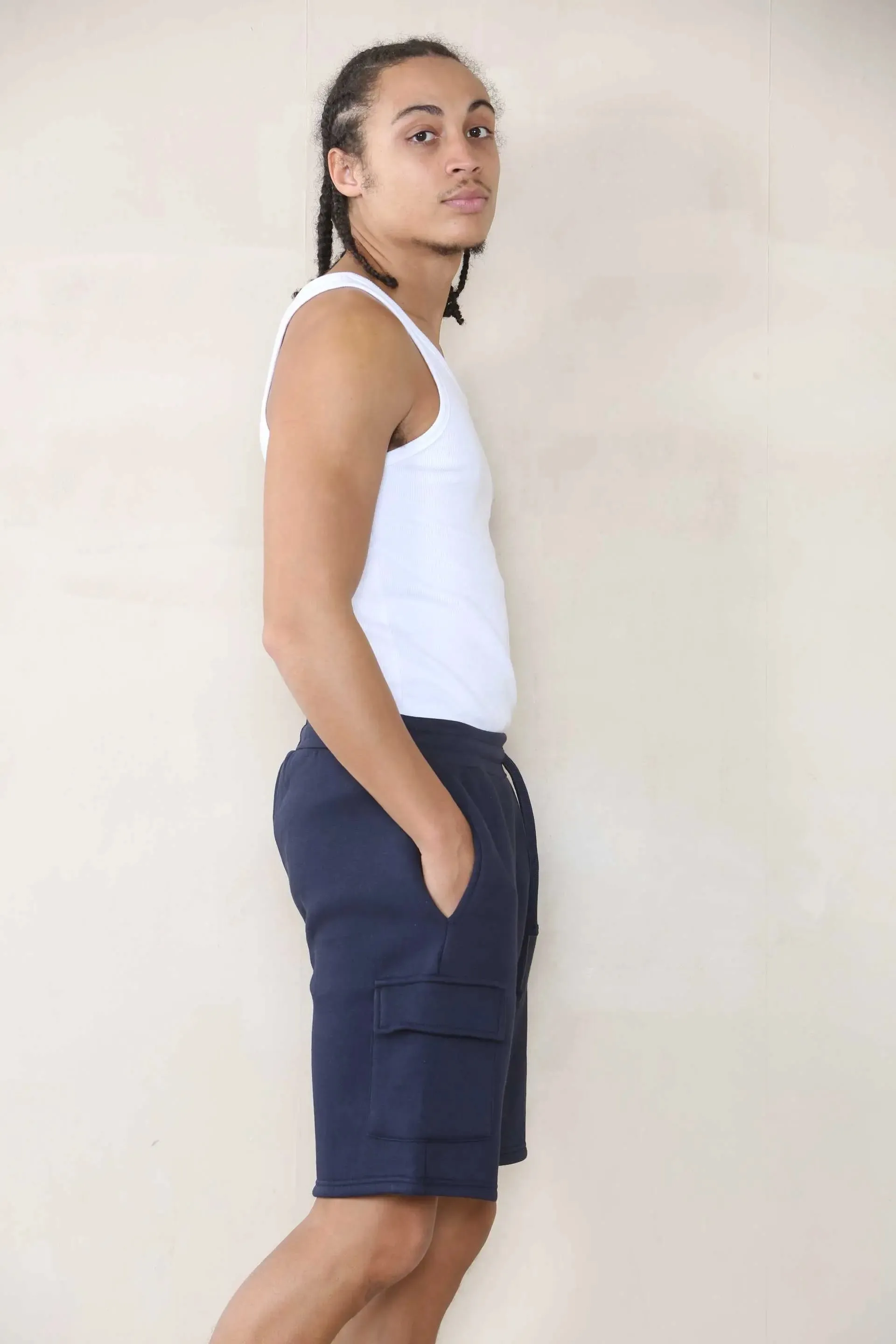 Slim Mid Cargo Jersey Short - Navy