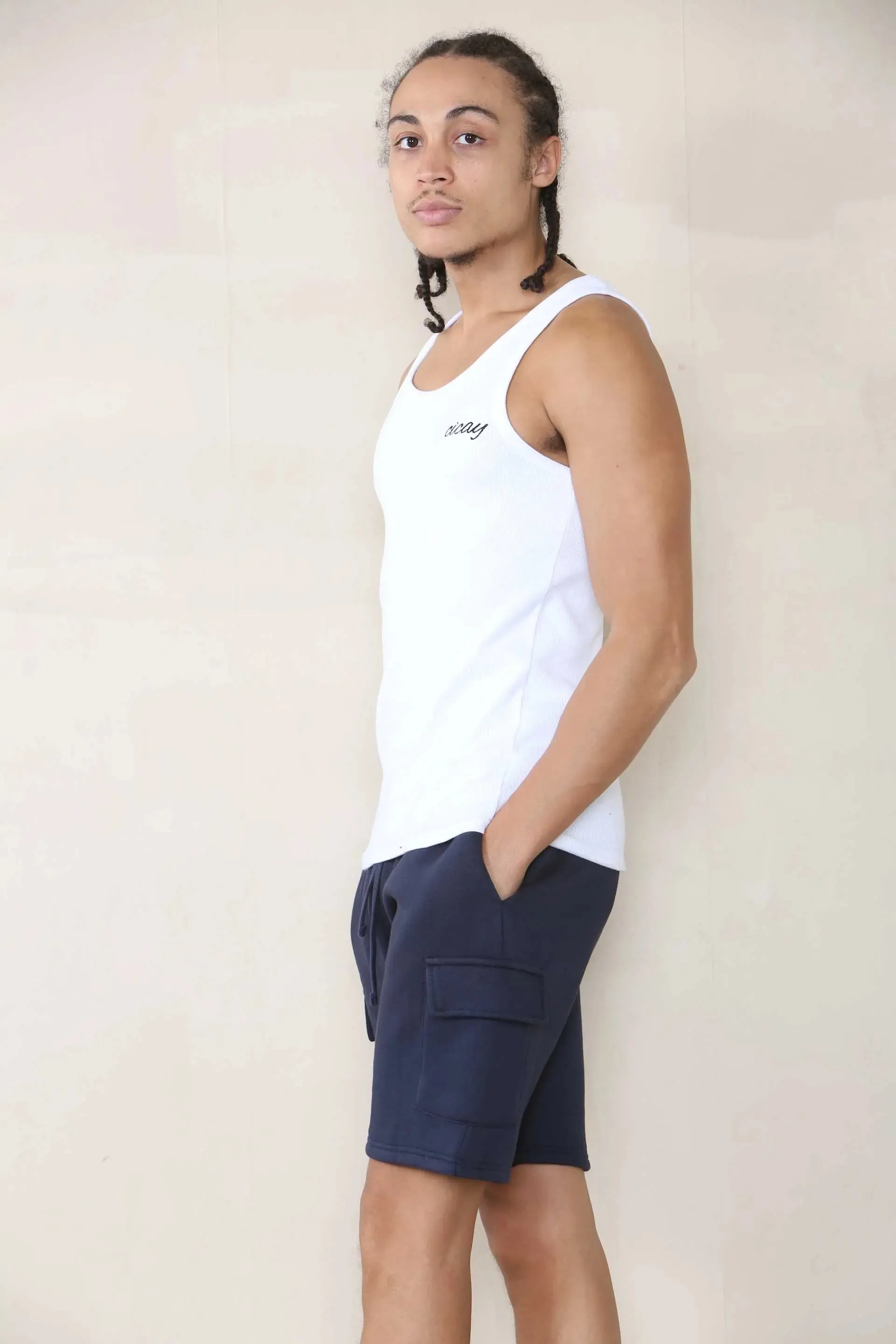 Slim Mid Cargo Jersey Short - Navy