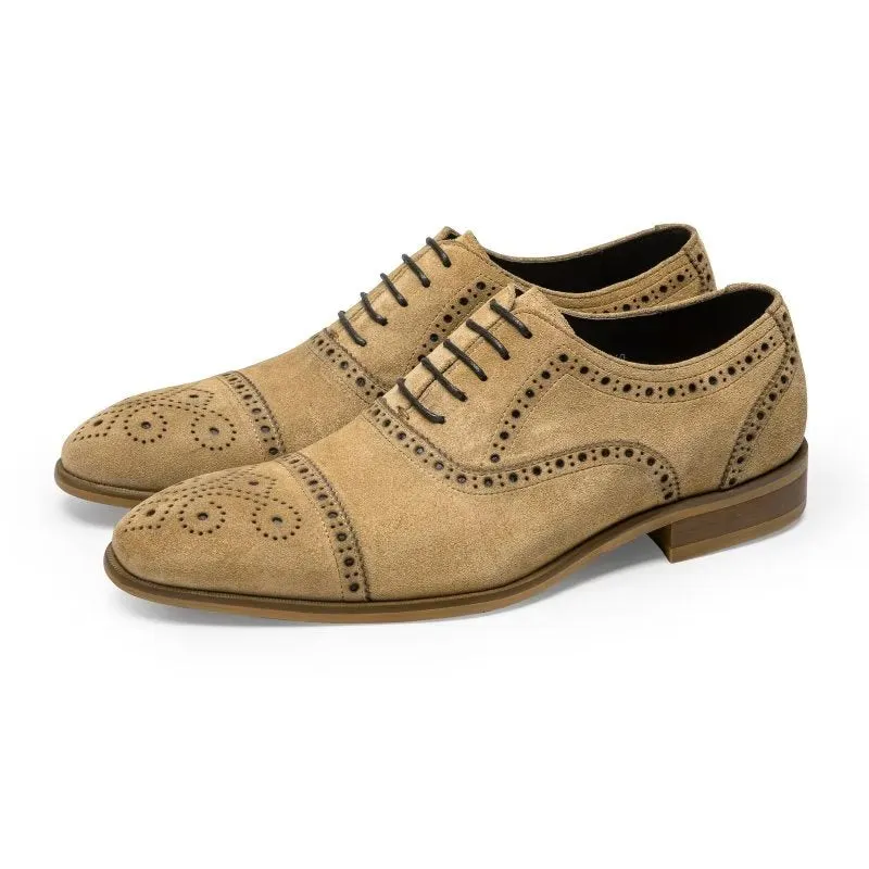 SuedeLux Elegant Texture Lace-Up Dress Brogues