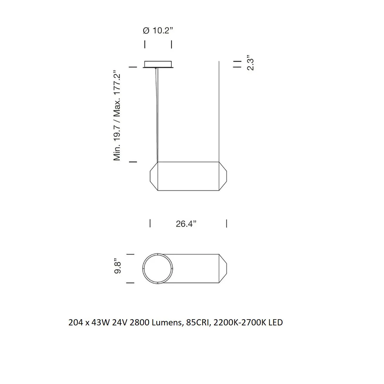 Tekiò Horizontal Linear Suspension Light