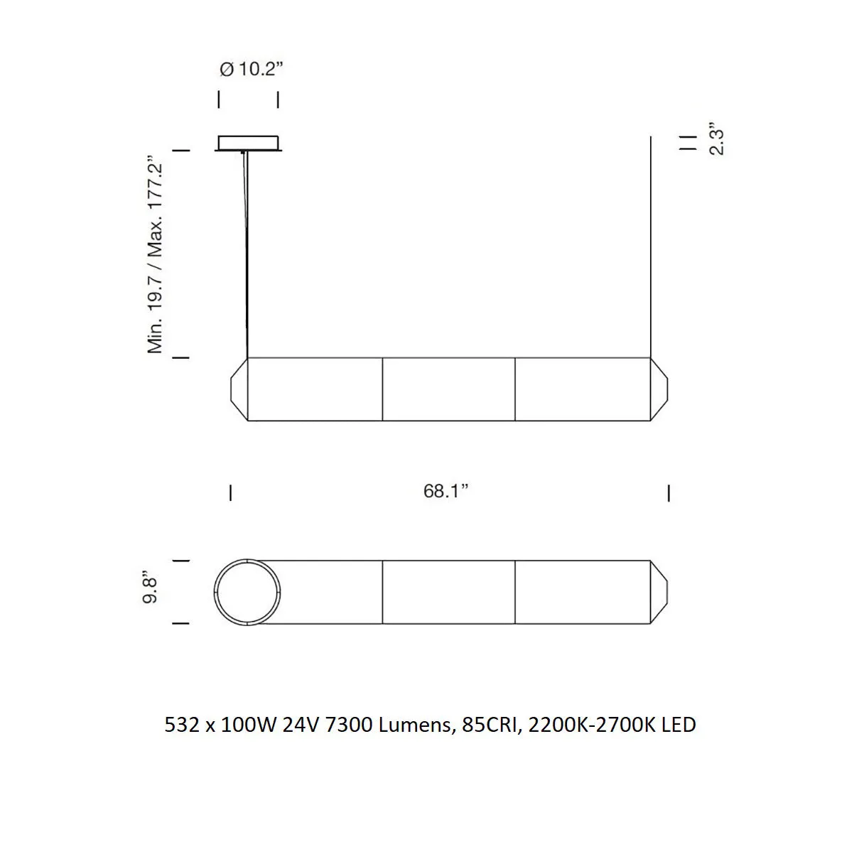 Tekiò Horizontal Linear Suspension Light