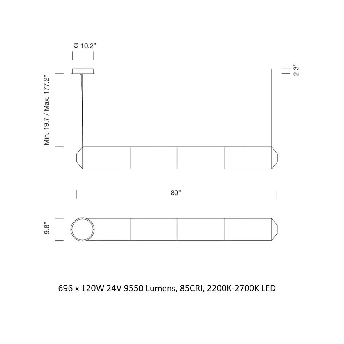 Tekiò Horizontal Linear Suspension Light