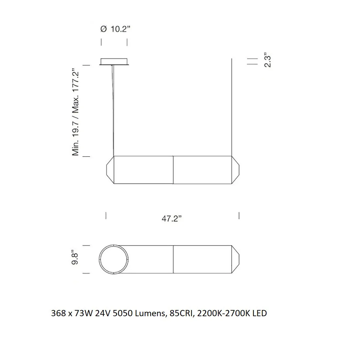 Tekiò Horizontal Linear Suspension Light