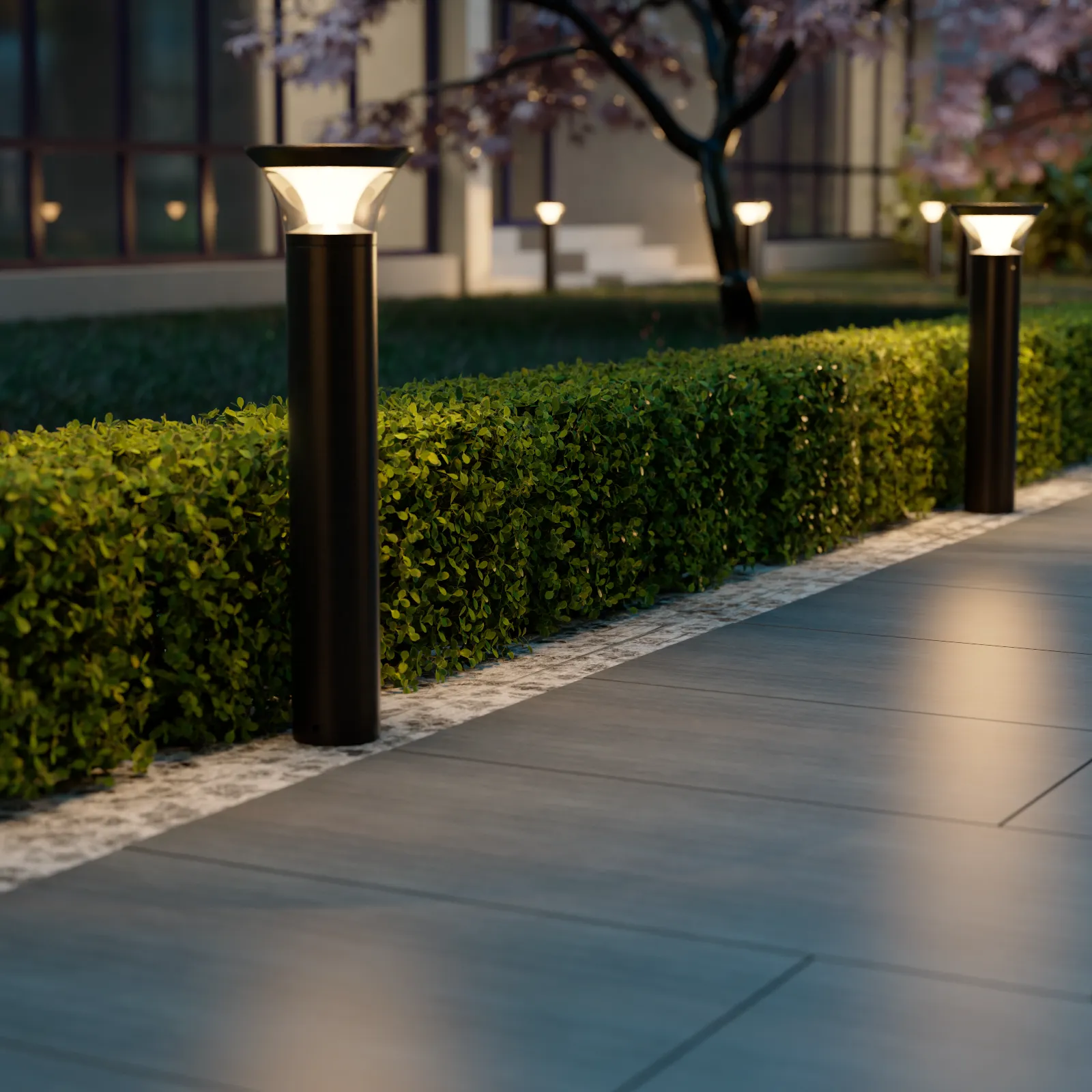 TOMMY Landscape Pathway Garden LED Bollard Lights 16W 3000K Outdoor IP65 Aluminium Black