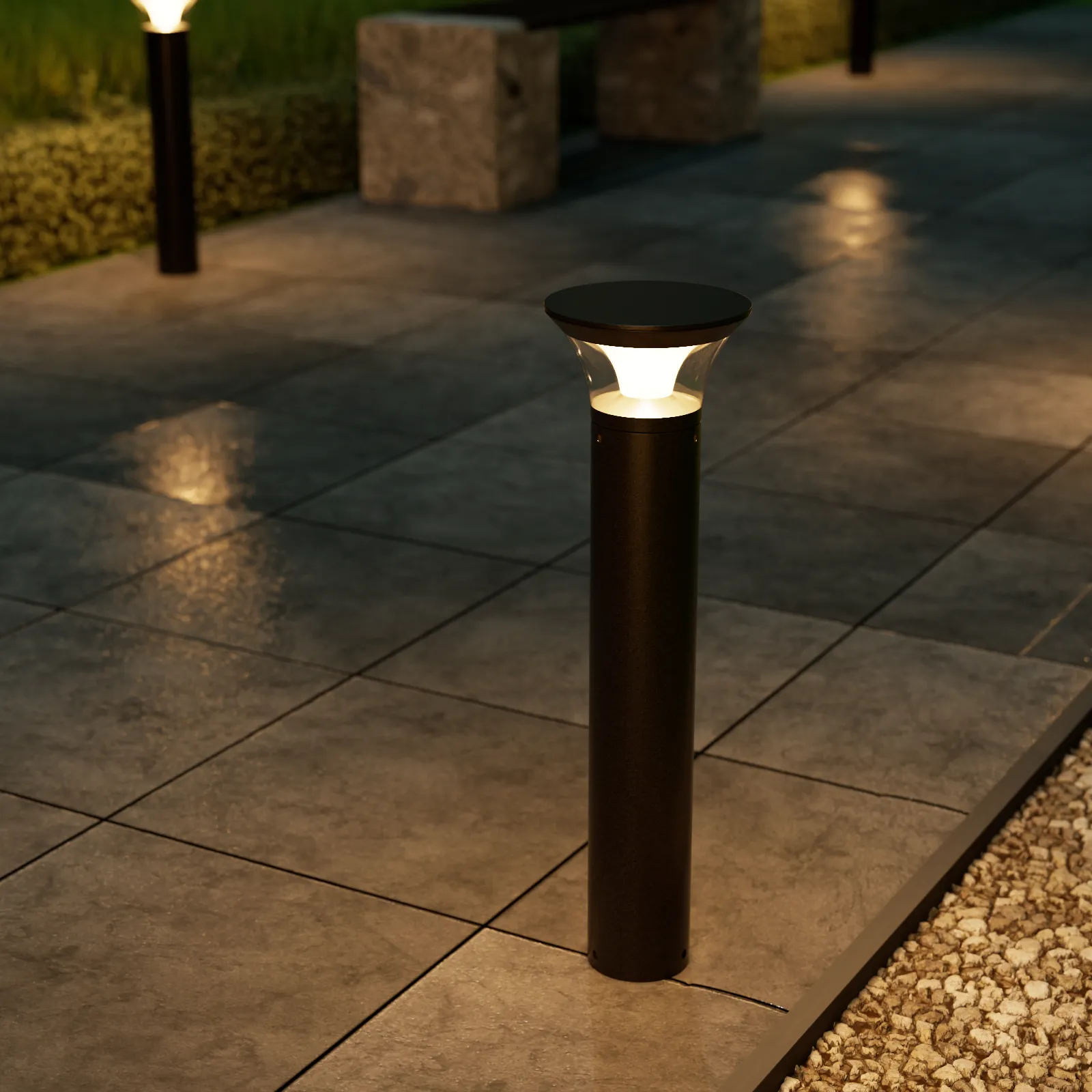 TOMMY Landscape Pathway Garden LED Bollard Lights 16W 3000K Outdoor IP65 Aluminium Black