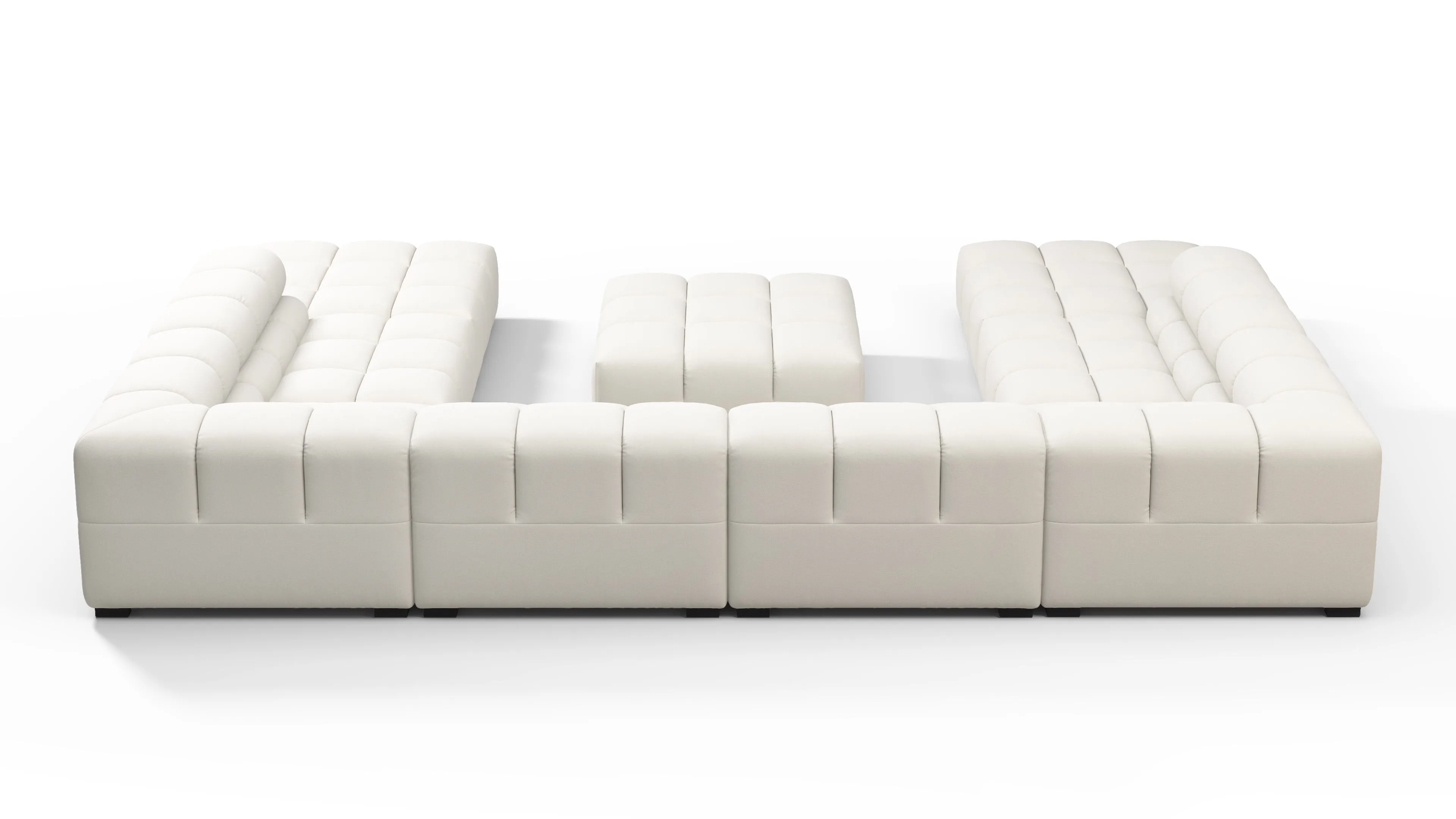 Tufted - Tufted Sectional, U Shape, Oatmeal Brushed Weave