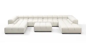 Tufted - Tufted Sectional, U Shape, Oatmeal Brushed Weave