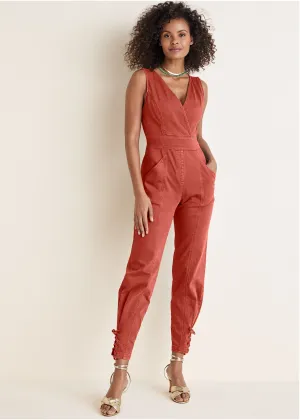 Twill Utility Jumpsuit - Burnt Orange