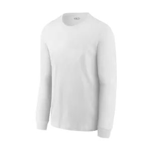 White Sueded Crew Neck Long Sleeve T-Shirt