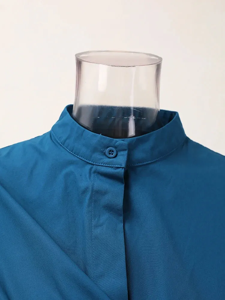 Women's Sophisticated Teal Blue Wrap Blouse | Casual Chic