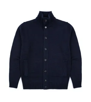 Zanone 5 Gauge Merino Cardigan: Navy