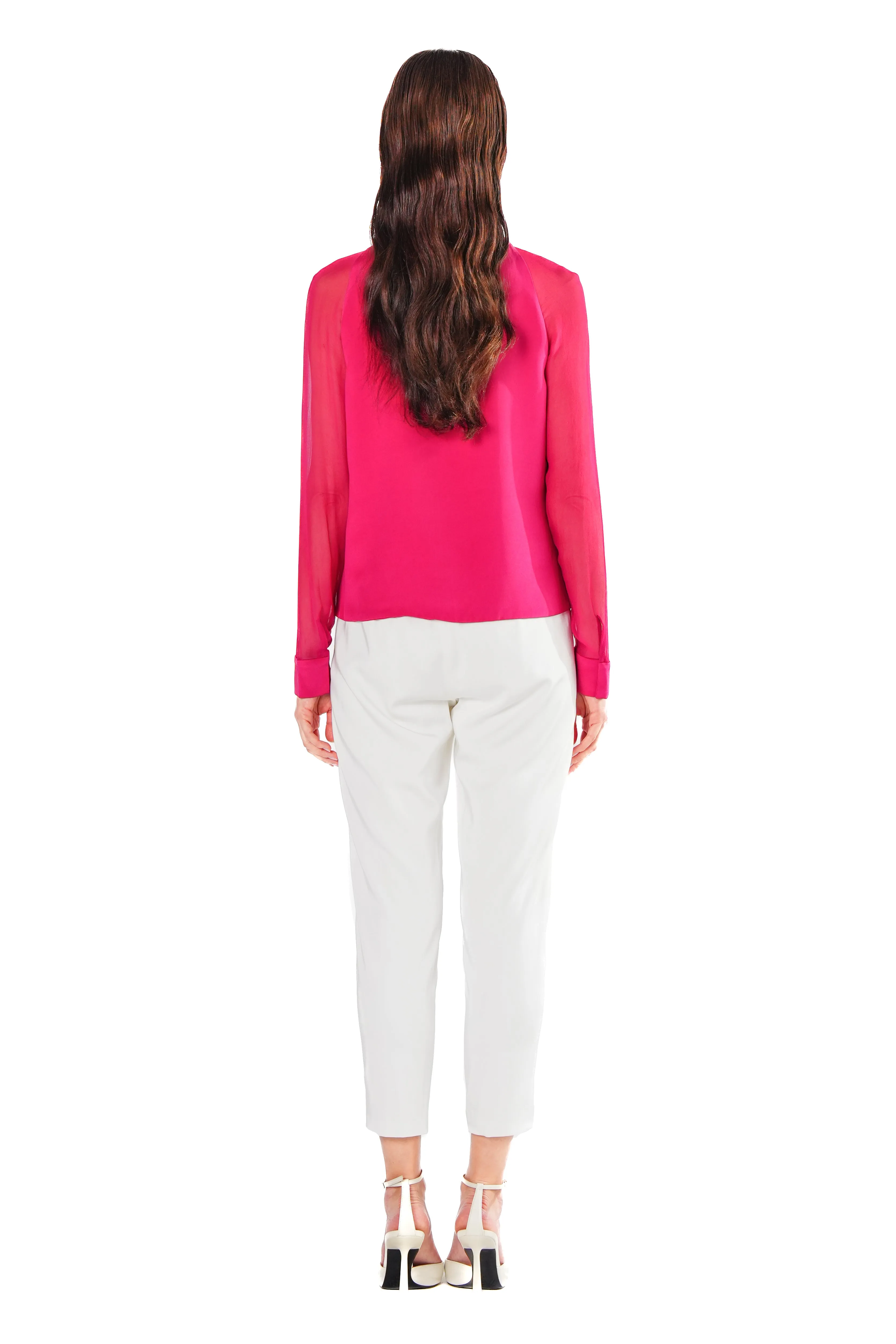 Zora Two-Toned Criss Cross Silk Crepe Blouse